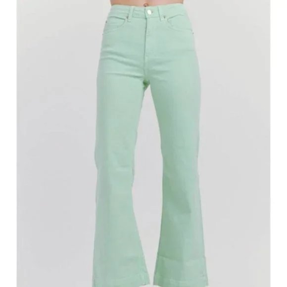 Stoned Immaculate Absinthe Mint Charlotte High Rise Flare Jeans Green , 26 - Picture 2 of 8